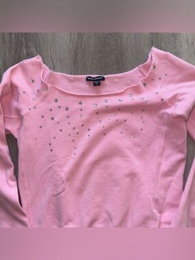 bebe - Vintage Y2K bebe Sport - Pink Crystal-Embellished Sweatshirt Top